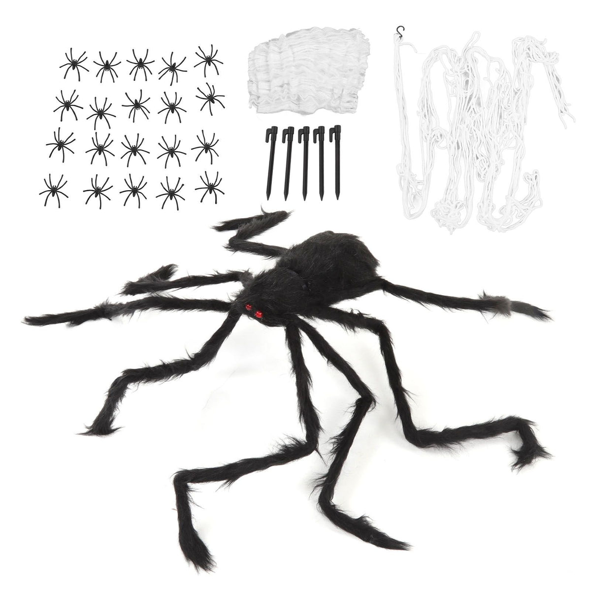 Cobweb and Spider Terror Decoration Soft with 40g Cotton White and Black Spider Cobweb Props for Halloween