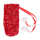 Christmas Wine Bottle Cover Beautiful Shiny Sequin Cloth Decorative Bottle Sleeve Cover for Christmas Parties Red