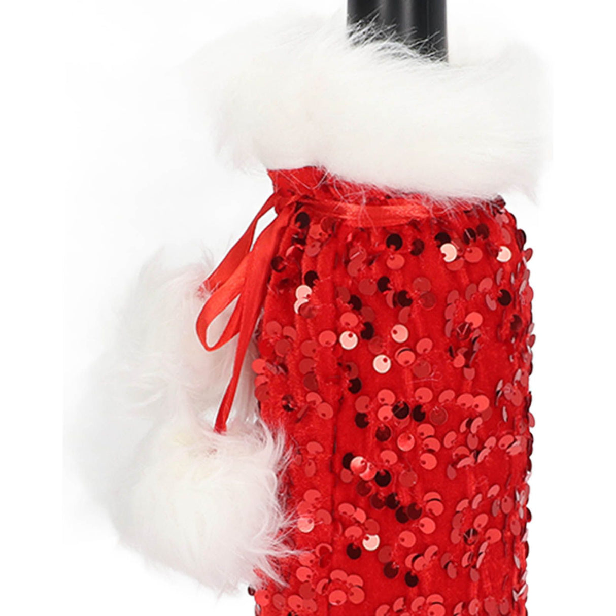 Christmas Wine Bottle Cover Beautiful Shiny Sequin Cloth Decorative Bottle Sleeve Cover for Christmas Parties Red