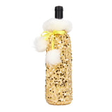Christmas Wine Bottle Cover Beautiful Shiny Sequin Cloth Decorative Bottle Sleeve Cover for Christmas Parties Gold - 45-Degree Angle