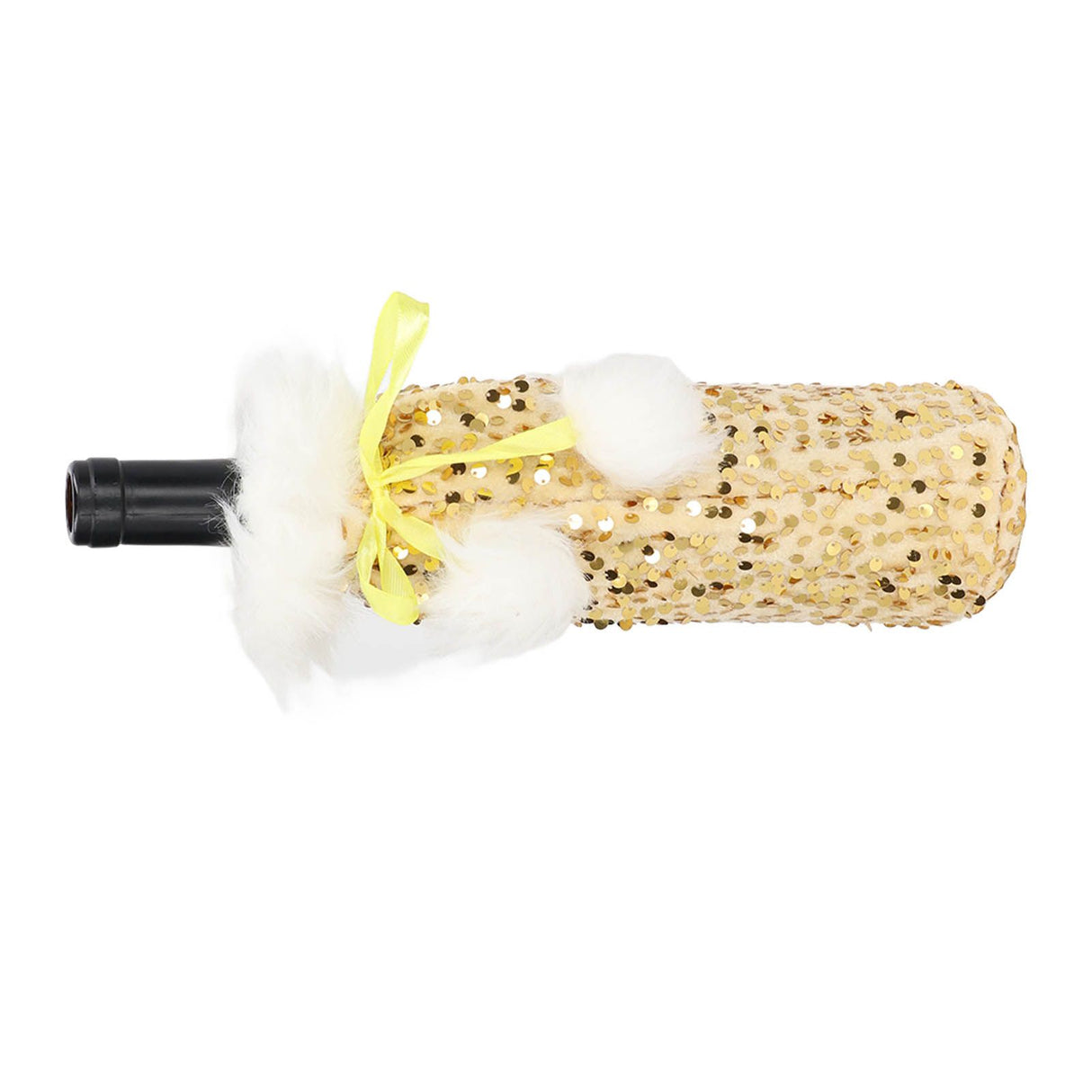 Christmas Wine Bottle Cover Beautiful Shiny Sequin Cloth Decorative Bottle Sleeve Cover for Christmas Parties Gold