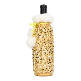 Christmas Wine Bottle Cover Beautiful Shiny Sequin Cloth Decorative Bottle Sleeve Cover for Christmas Parties Gold
