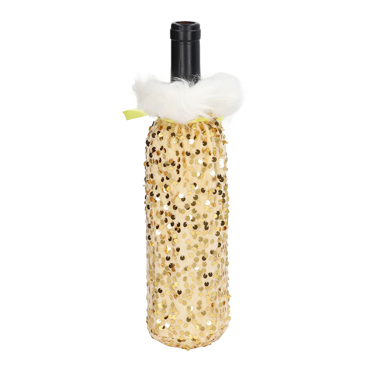 Christmas Wine Bottle Cover Beautiful Shiny Sequin Cloth Decorative Bottle Sleeve Cover for Christmas Parties Gold