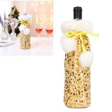 Christmas Wine Bottle Cover Beautiful Shiny Sequin Cloth Decorative Bottle Sleeve Cover for Christmas Parties Gold