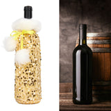 Christmas Wine Bottle Cover Beautiful Shiny Sequin Cloth Decorative Bottle Sleeve Cover for Christmas Parties Gold - Extra Image