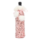 Christmas Wine Bottle Cover Beautiful Shiny Sequin Cloth Decorative Bottle Sleeve Cover for Christmas Parties Rose Gold