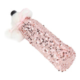 Christmas Wine Bottle Cover Beautiful Shiny Sequin Cloth Decorative Bottle Sleeve Cover for Christmas Parties Rose Gold - Top-Down View
