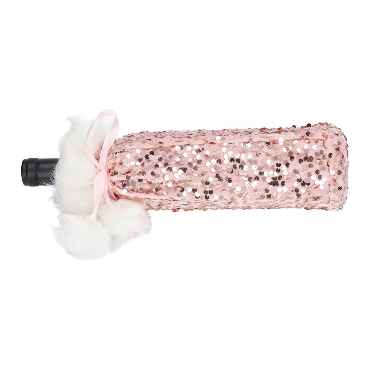 Christmas Wine Bottle Cover Beautiful Shiny Sequin Cloth Decorative Bottle Sleeve Cover for Christmas Parties Rose Gold
