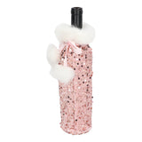 Christmas Wine Bottle Cover Beautiful Shiny Sequin Cloth Decorative Bottle Sleeve Cover for Christmas Parties Rose Gold - Extra Image