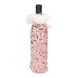 Christmas Wine Bottle Cover Beautiful Shiny Sequin Cloth Decorative Bottle Sleeve Cover for Christmas Parties Rose Gold - Extra Image