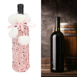 Christmas Wine Bottle Cover Beautiful Shiny Sequin Cloth Decorative Bottle Sleeve Cover for Christmas Parties Rose Gold