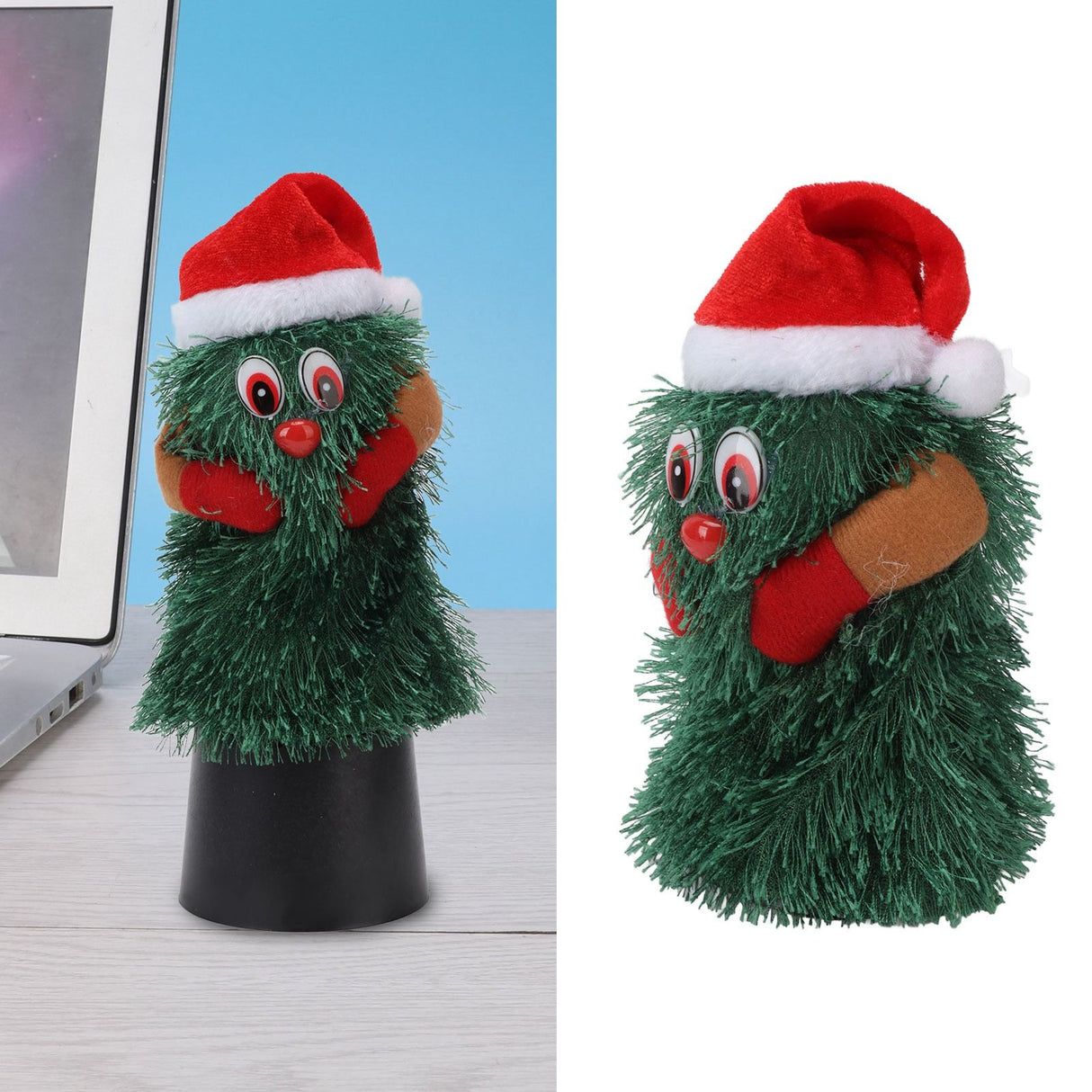 Tabletop Christmas Tree Musical Rotatable Cute Plant Shape Christmas Tree Figurine Decoration