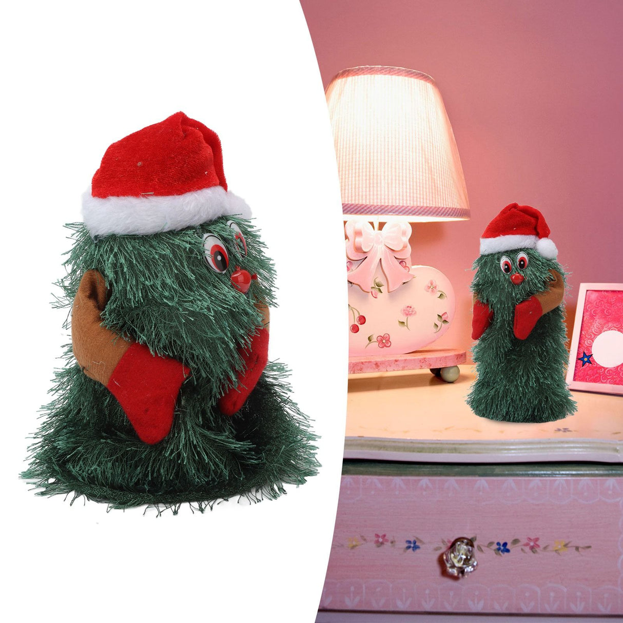 Tabletop Christmas Tree Musical Rotatable Cute Plant Shape Christmas Tree Figurine Decoration