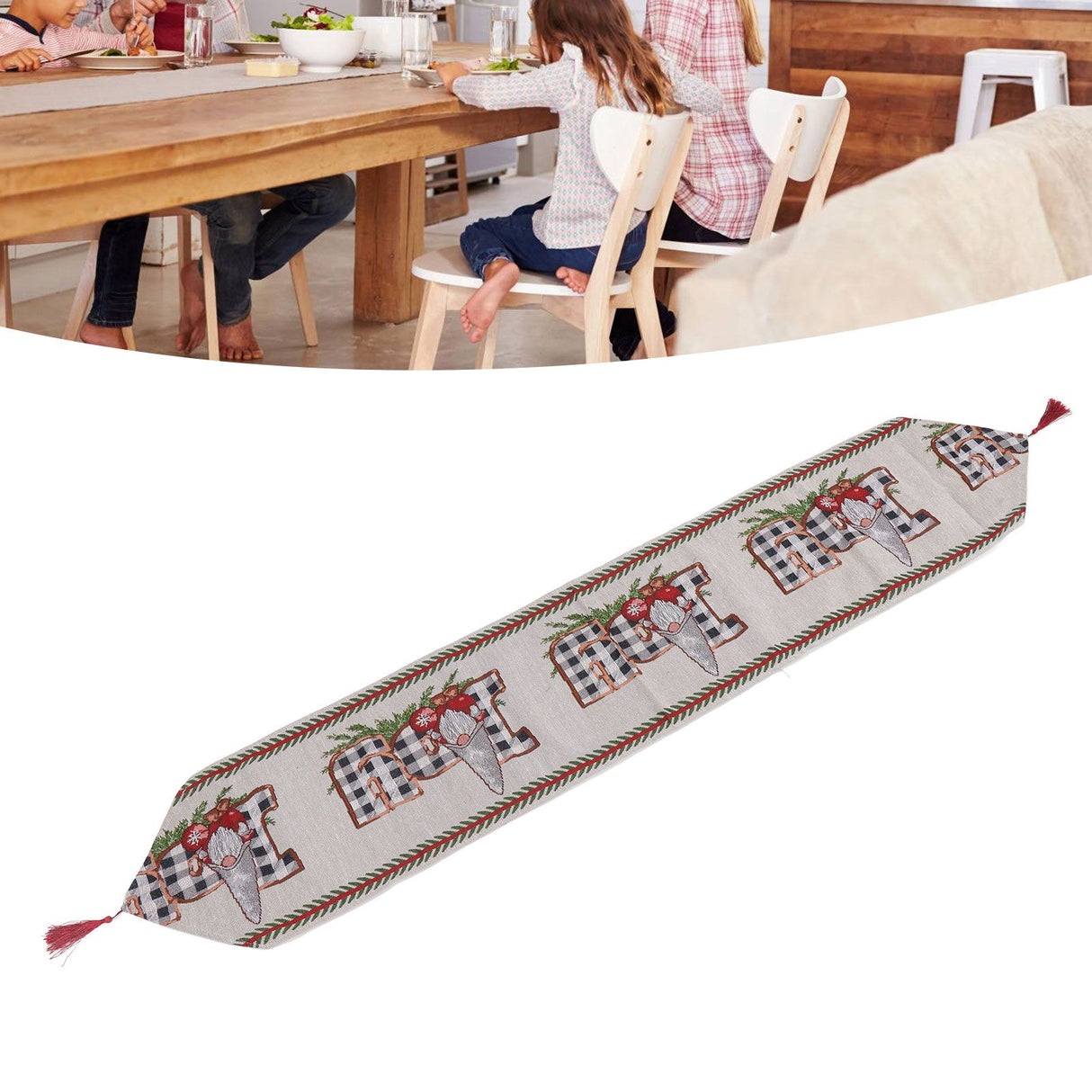 Christmas Table Runner Reusable Washable 1.8m Long Knitted Fabric Table Runner Holiday for Home Cafe Type 2