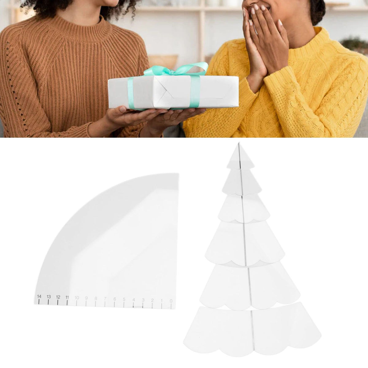 Handmade Christmas Tree Quilting Set Transparent Acrylic DIY Sewing Pattern Template Ruler Tool Set for Bowl Mats Making M