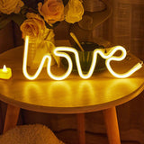 LED Love Neon Sign PS Board and Acrylic Love Sign Lamp with Hanging Holes for Confession Marriage Proposal Warm Colour Battery Powered - Side View