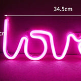 LED Love Neon Sign PS Board and Acrylic Love Sign Lamp with Hanging Holes for Confession Marriage Proposal Pink Battery Powered - Side View