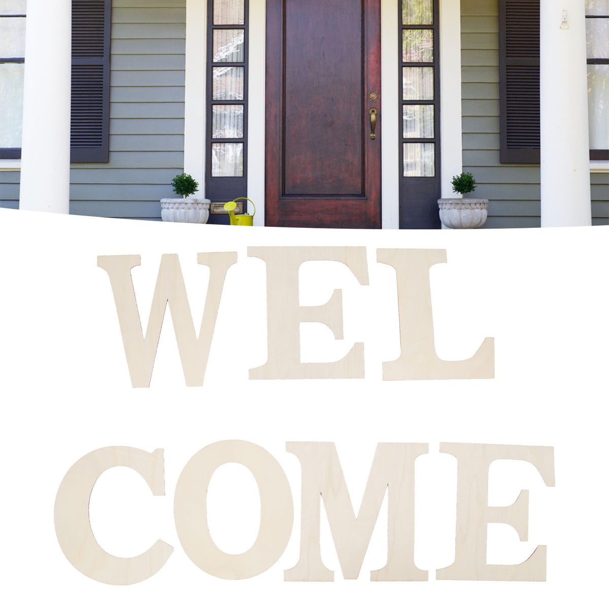 7PCS Welcome Sign Plywood 2mm Thickness Unpainted Welcome Decorative Letters for Wedding Party