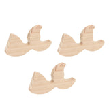 3 Pcs Fish Wood DIY Crafts Whale Tail Ornaments Whale Crafts for Childrens Playthings Toys - Top-Down View