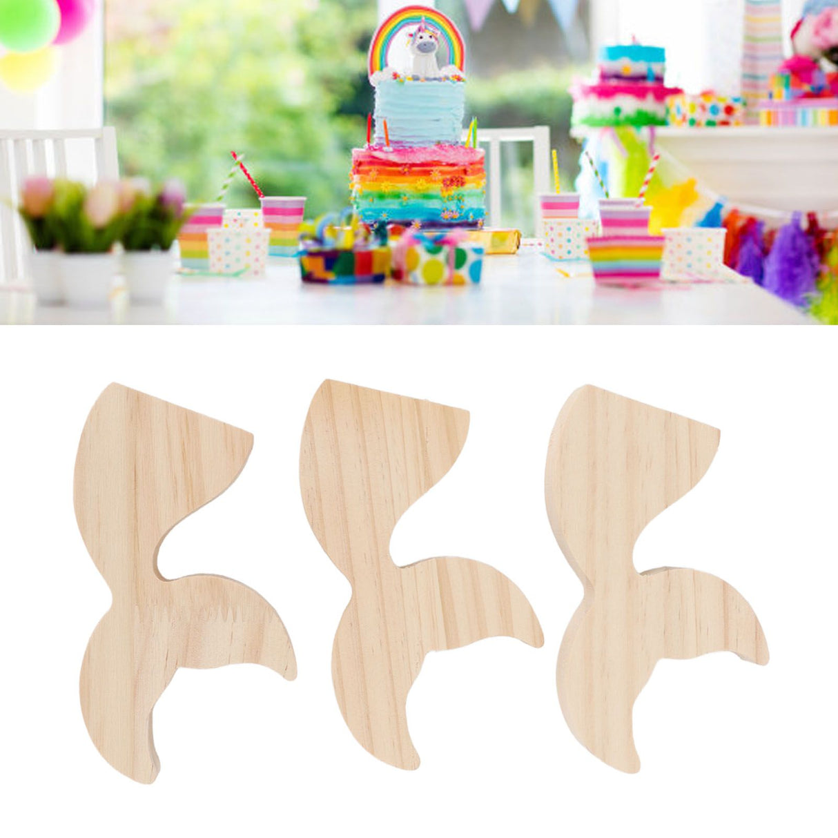 3 Pcs Fish Wood DIY Crafts Whale Tail Ornaments Whale Crafts for Childrens Playthings Toys