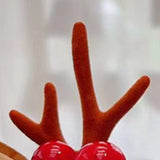 Christmas Antler Hair Clips Cute Exquisite Plush Reindeer Hair Barrettes for Christmas Parties Birthday Parties Cosplay 11# White Net Pine Cone Khaki Antlers - Front View