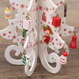 Wooden Christmas Tree Decoration 6 Pieces Vivid 3D Wooden Christmas Tree for Christmas Party White - 45-Degree Angle