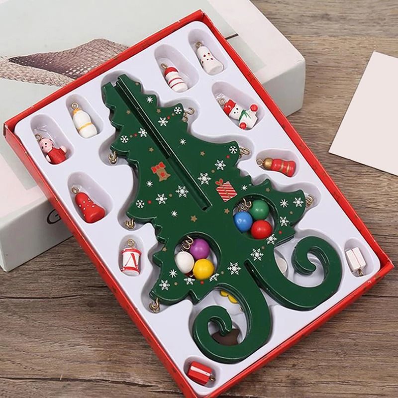 Wooden Christmas Tree Decoration 6 Pieces Vivid 3D Wooden Christmas Tree for Christmas Party Green