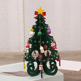 Wooden Christmas Tree Decoration 6 Pieces Vivid 3D Wooden Christmas Tree for Christmas Party Green - Side View