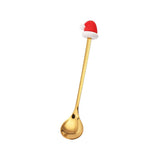 4PCS Christmas Spoon Fork Set Stainless Steel Santa Christmas Tree Shaped Decor Tableware for Home Dinner with Green Box - Front View