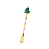 4PCS Christmas Spoon Fork Set Stainless Steel Santa Christmas Tree Shaped Decor Tableware for Home Dinner with Green Box - Side View