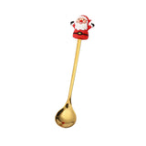 4PCS Christmas Spoon Fork Set Stainless Steel Santa Christmas Tree Shaped Decor Tableware for Home Dinner with Red Box - Top-Down View