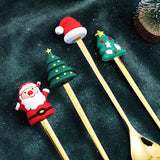 4PCS Christmas Spoon Fork Set Stainless Steel Santa Christmas Tree Shaped Decor Tableware for Home Dinner with Red Box - 45-Degree Angle