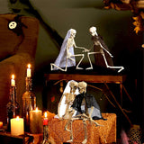 Halloween Skull Skeleton Decoration Simulated Human Plastic Bones Haunted House Decorative Skeleton Props Bride Bridegroom with Clothes - Rear View