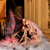 Halloween Skull Skeleton Decoration Simulated Human Plastic Bones Haunted House Decorative Skeleton Props Bride Bridegroom with Clothes - Close-Up Angle