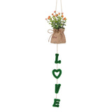 Love Hanging Flower Basket Plastic and Linen Hanging Artificial Flower for Home Wedding - Side View