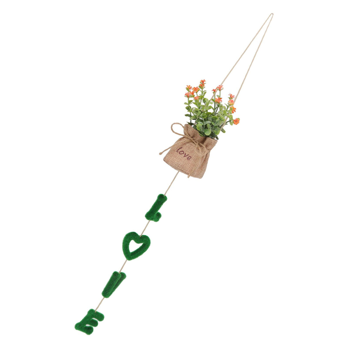 Love Hanging Flower Basket Plastic and Linen Hanging Artificial Flower for Home Wedding