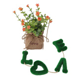 Love Hanging Flower Basket Plastic and Linen Hanging Artificial Flower for Home Wedding - Close-Up Angle