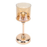 Light Luxury French Candlestick Ornament Table Candle Holder Romantic Candlelight Dinner Decorative Props Champagne Gold - Side View