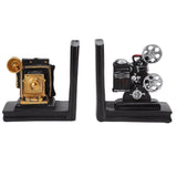 One Pair Shelf Book Ends Movie Projector Designed Resin Bookend Decoration for Study Home Office - Side View