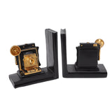 One Pair Shelf Book Ends Movie Projector Designed Resin Bookend Decoration for Study Home Office - Top-Down View