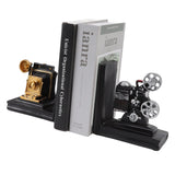 One Pair Shelf Book Ends Movie Projector Designed Resin Bookend Decoration for Study Home Office - Low Angle