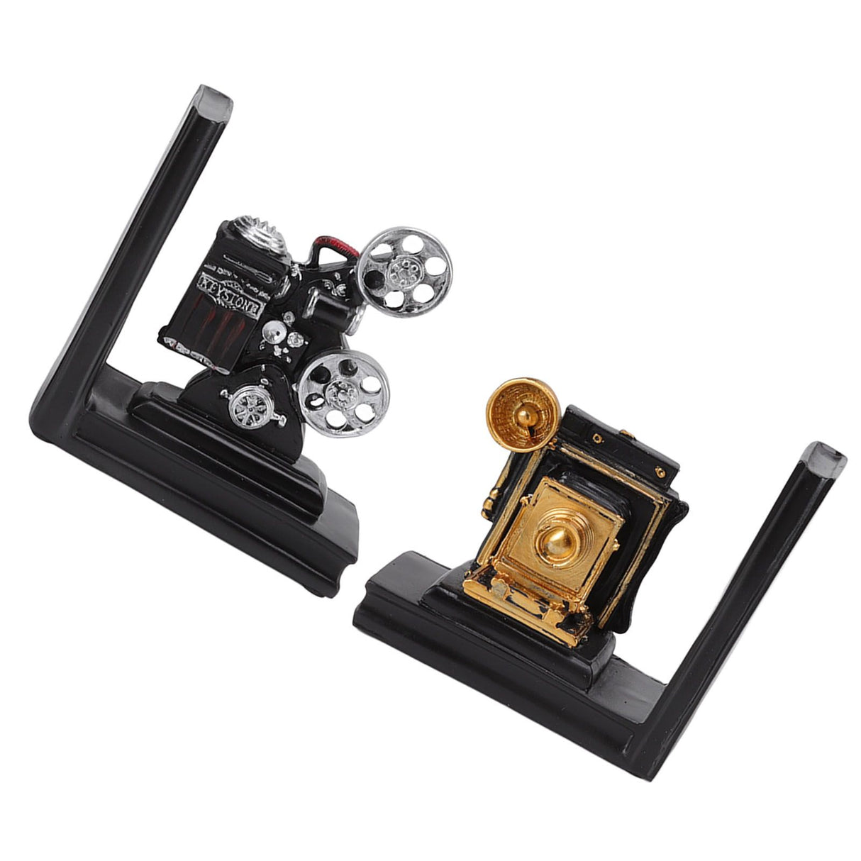 One Pair Shelf Book Ends Movie Projector Designed Resin Bookend Decoration for Study Home Office
