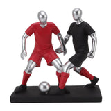 Resign Football Player Statue Soccer Sculpture Figurine Football Statue Decor Soccer Miniatures Figurines Sculpture Crafts Ornaments