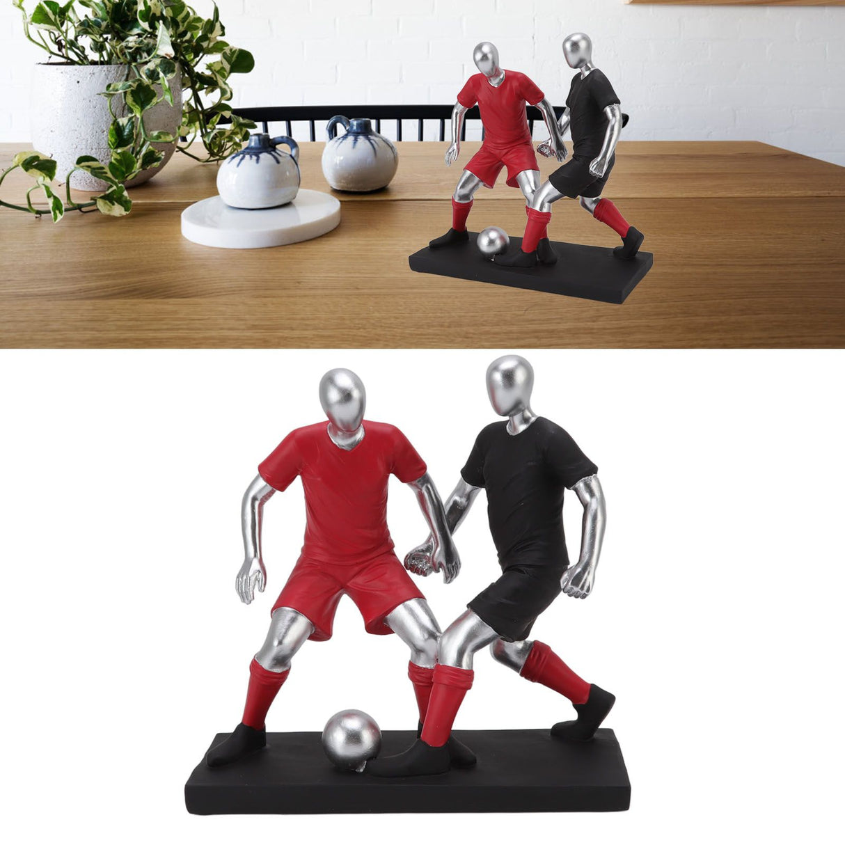 Resign Football Player Statue Soccer Sculpture Figurine Football Statue Decor Soccer Miniatures Figurines Sculpture Crafts Ornaments