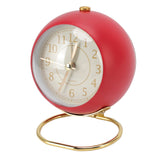 Retro Alarm Clock Silent Decorative Round Ring Base Small Quartz Alarm Clock with Ambient Night Light for Bedroom - Front View