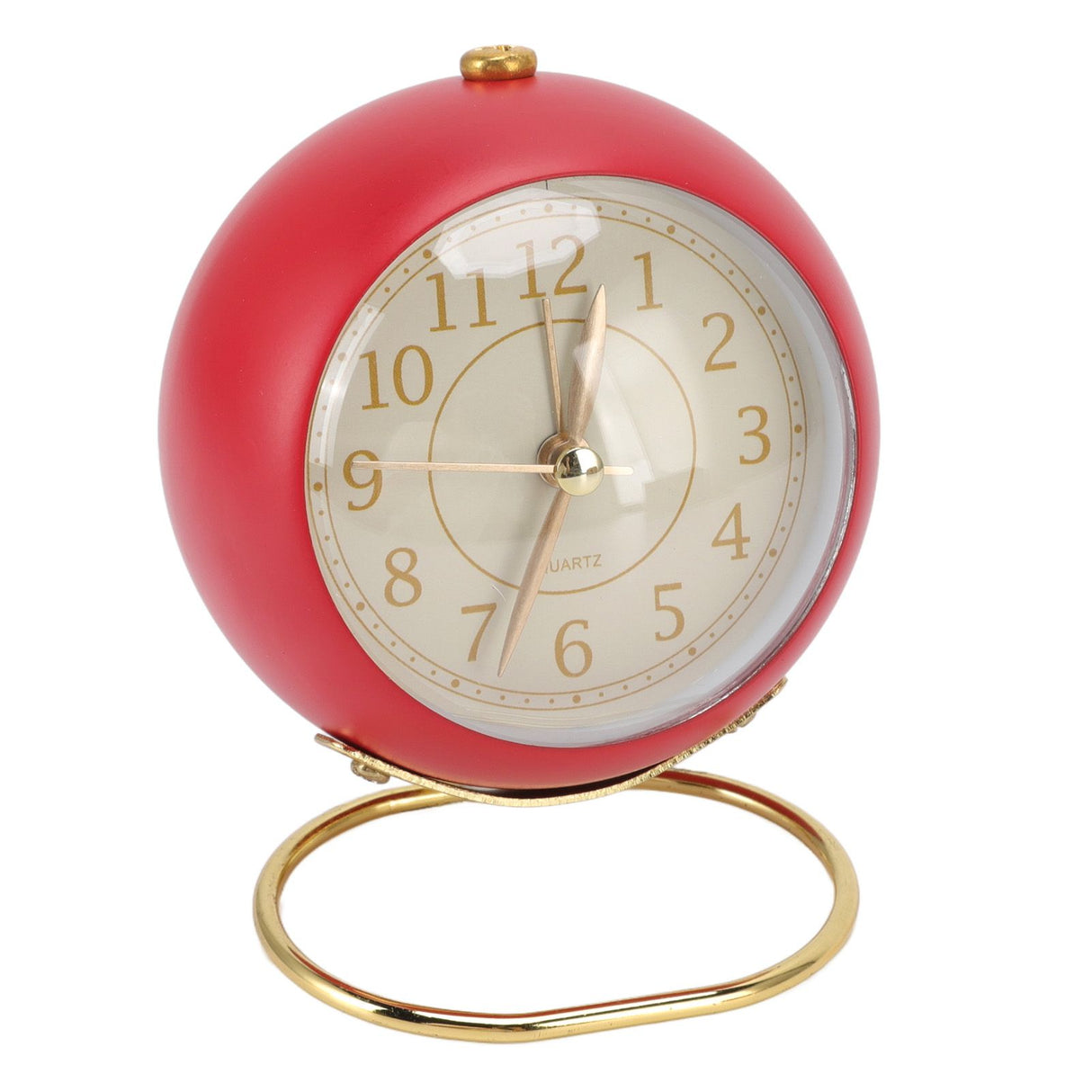 Retro Alarm Clock Silent Decorative Round Ring Base Small Quartz Alarm Clock with Ambient Night Light for Bedroom