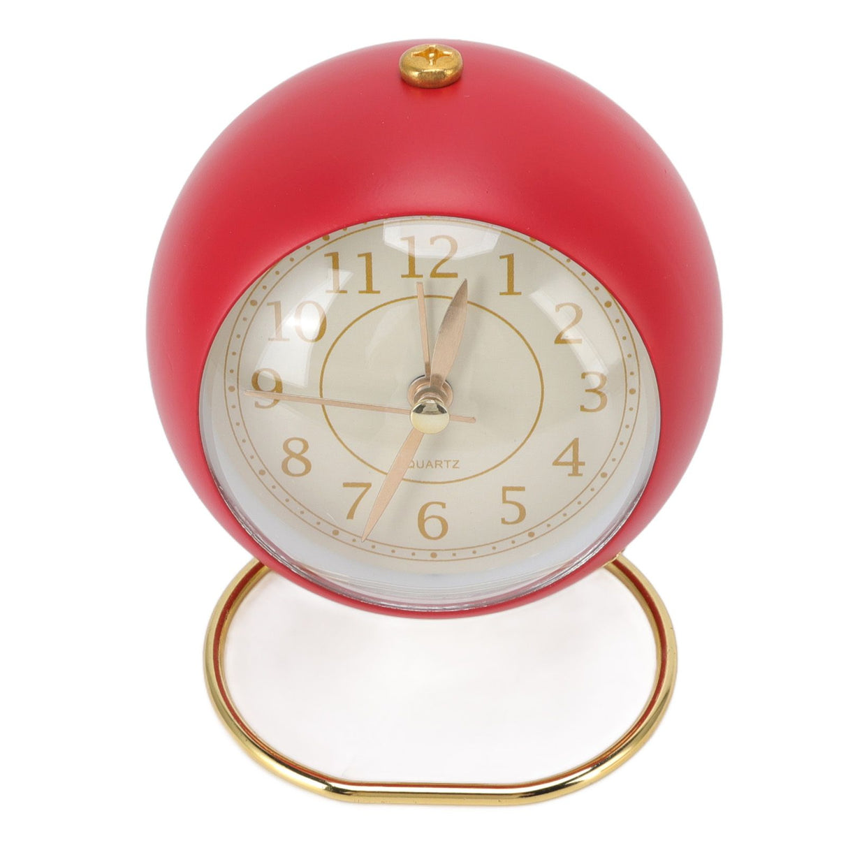 Retro Alarm Clock Silent Decorative Round Ring Base Small Quartz Alarm Clock with Ambient Night Light for Bedroom
