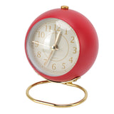 Retro Alarm Clock Silent Decorative Round Ring Base Small Quartz Alarm Clock with Ambient Night Light for Bedroom