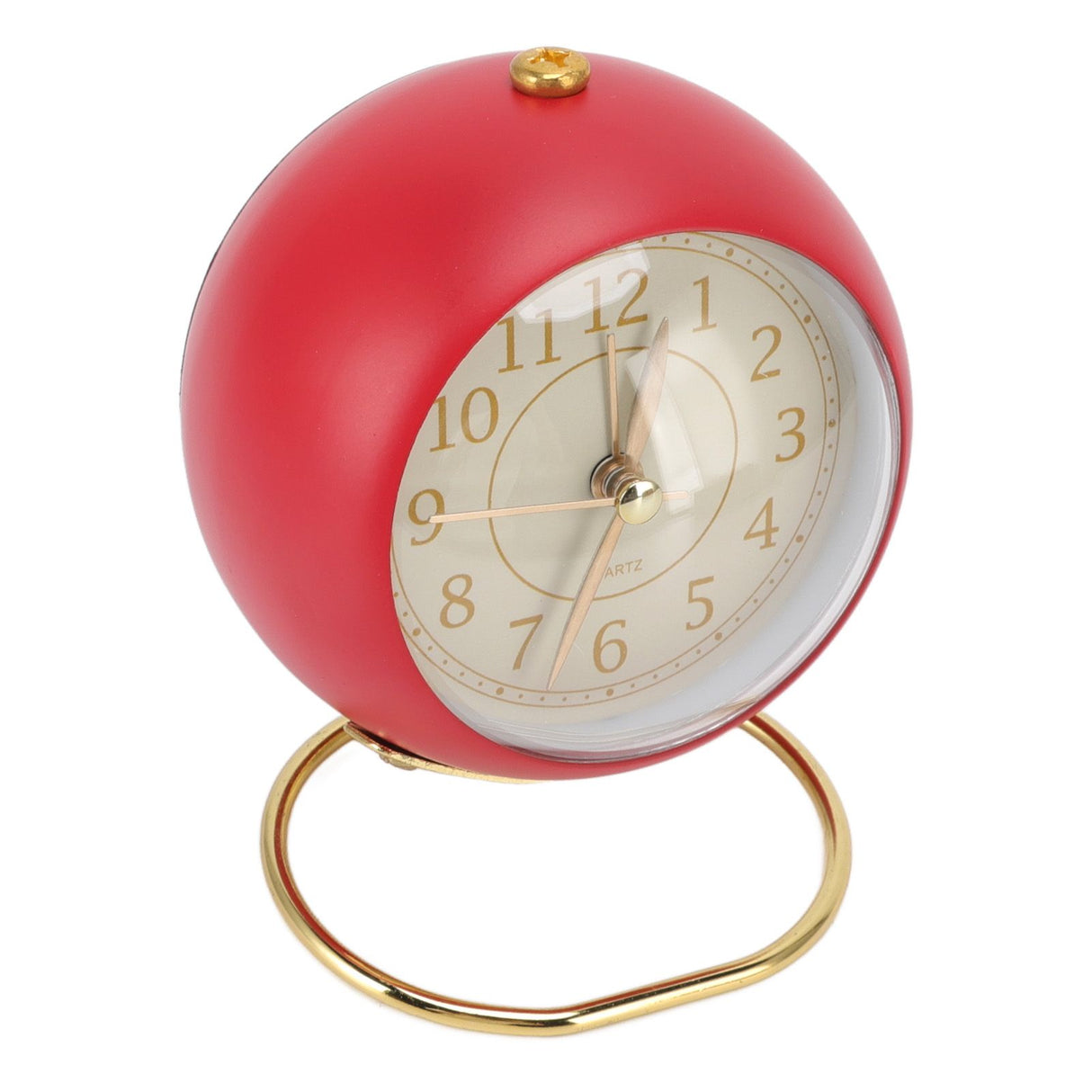 Retro Alarm Clock Silent Decorative Round Ring Base Small Quartz Alarm Clock with Ambient Night Light for Bedroom
