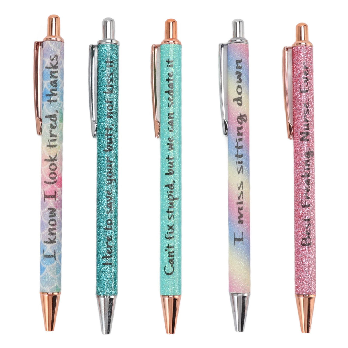 Ballpoint Pens Waterproof Ink Lightweight Portable Plastic Pressing Type Clip Design Writing Ballpoint Pens Set of 5pcs